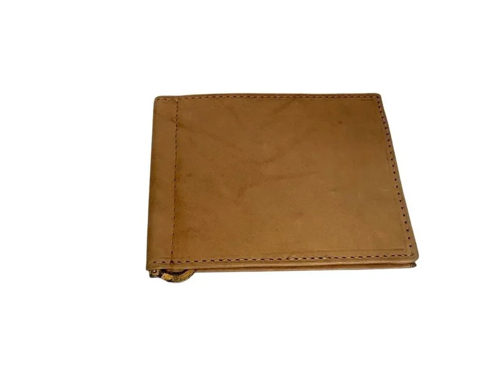 Paul & Taylor Tan Genuine Leather Bifold Money Clip Wallet Handcrafted